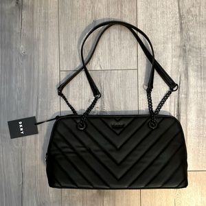 DKNY quilted black on black shoulder bag